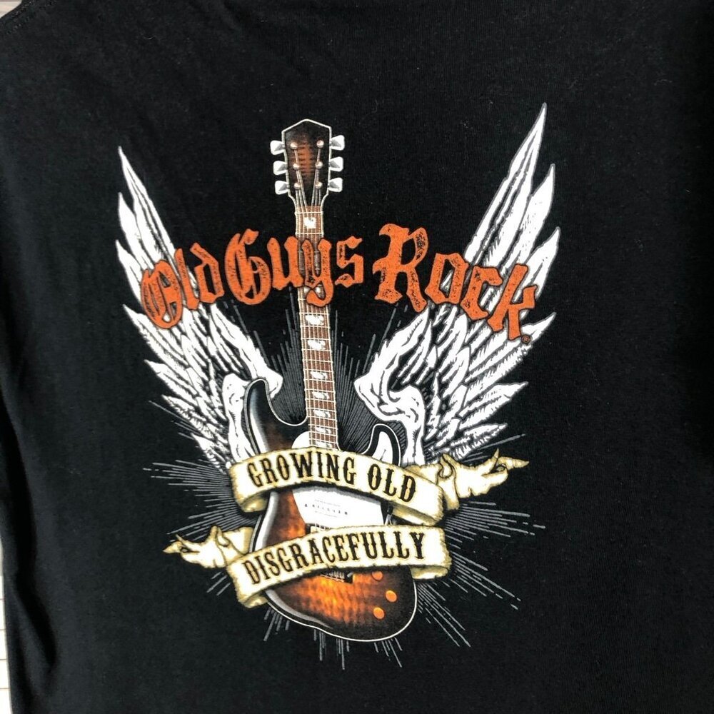 Old Guys ROCK Graphic T-Shirt Black Cotton biker grunge edgy goth streetwear L - Picture 6 of 11